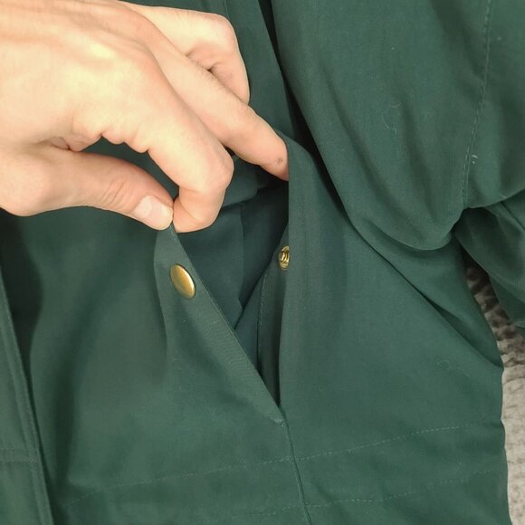 Boundary Waters Jacket Womens Small Green Down Faux Fur Parka Hooded Full Zip - Picture 6 of 14